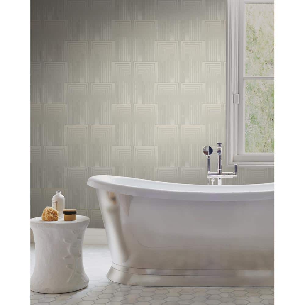 Taupe and Pearl Geometric Non-Pasted Washable Wallpaper