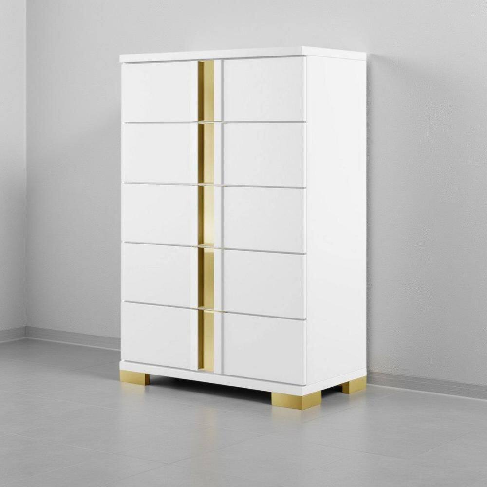 Yoki White and Gold 5-Drawer 16.5 in. Wide Chest of Drawers price history on PriceWatchPro