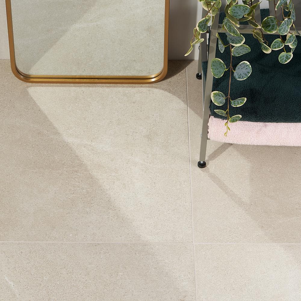 Large Format Beige Porcelain Stone Look Wall & Floor Tile