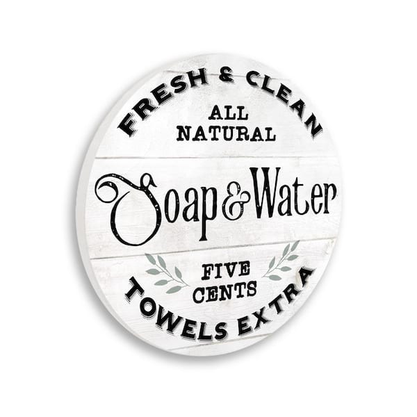 All Natural Soap & Water Farmhouse Bathroom Sign by Lil' Rue Unframed Graphic Art Print Typography 12 in. x 12 in.