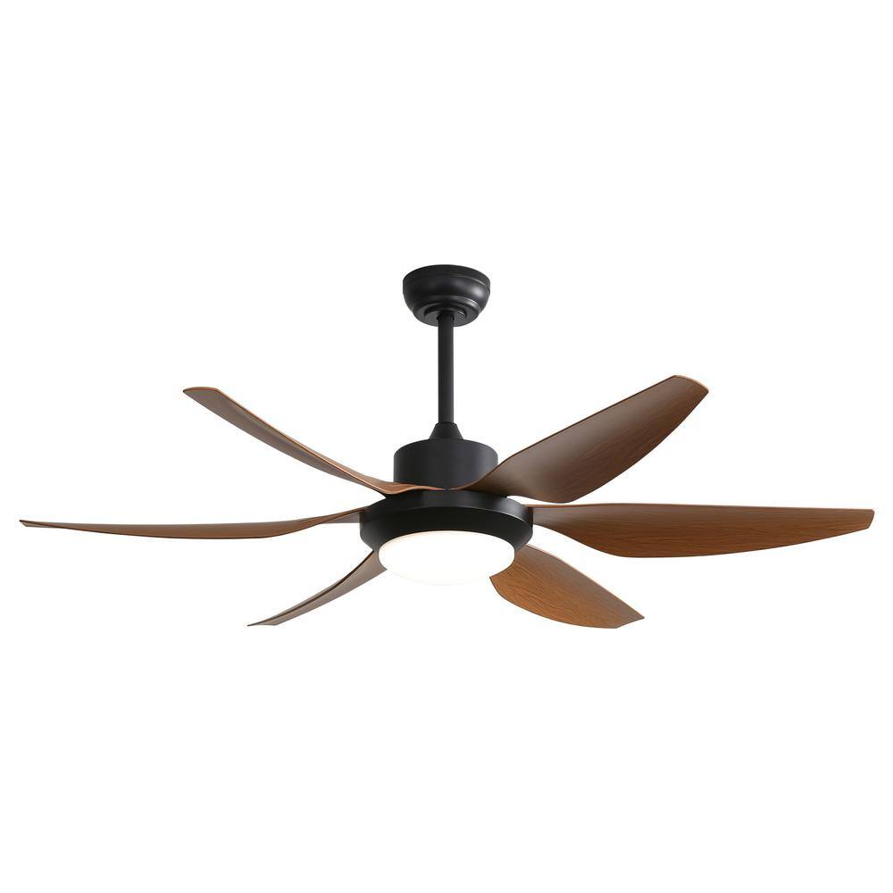 54 in. Indoor Brown Ceiling Fan with Dimmable Led Light ABS Blades Remote C