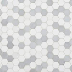 Argent Hex White 11.81 in. x 11.93 in. Matte Glass Wall Mosaic Tile (0.97 sq. ft./Each)