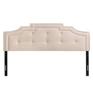 Aspen Cream Crown Silhouette King Headboard with Button Tufting