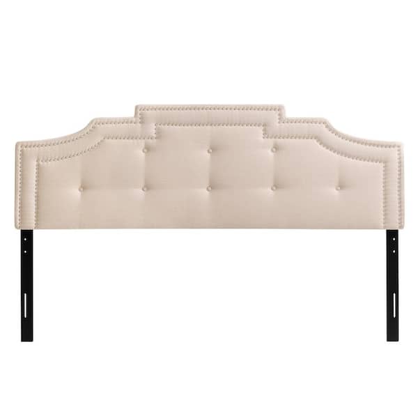 CorLiving Aspen Cream Crown Silhouette King Headboard with Button Tufting