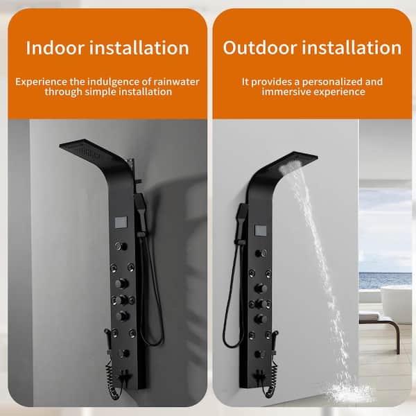 BWE 8-Jet Rainfall Shower Panel System with Rainfall Waterfall