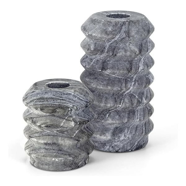 Unbranded Gray Marble Taper Candle Holder 2-Pack