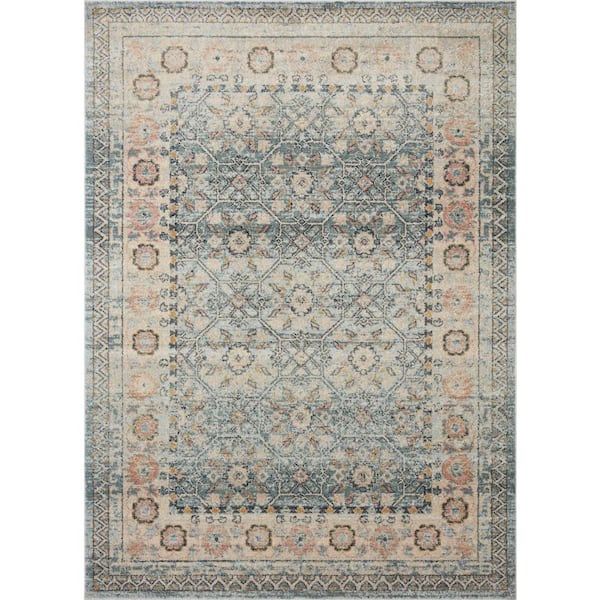 Loloi Jocelyn Sky/Multi 6 ft. 7 in. x 9 ft. 7 in. Transitional 100% Polypropylene Pile Area Rug
