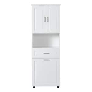 24.72 in. W x 16.29 in. D x 69.92 in. H Bath Storage Cabinet with Tilt-Out Laundry Hamper, Upper Storage Cabinet, White