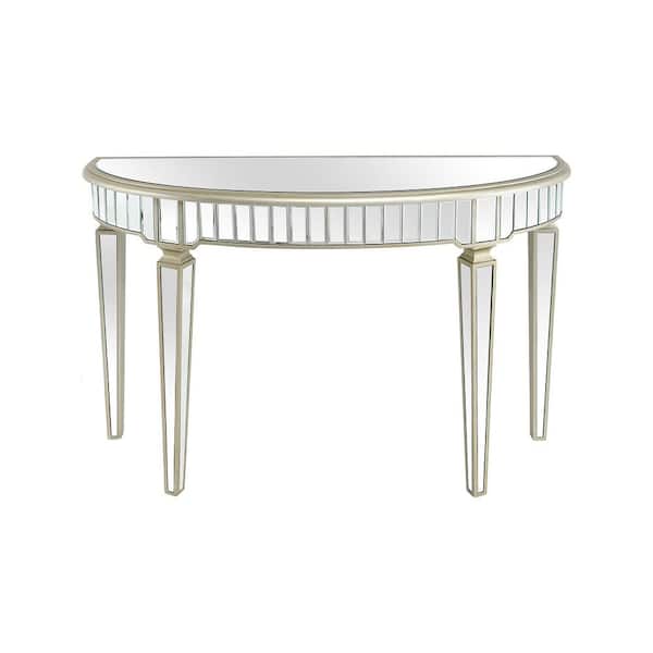 Camden Isle Marilyn 47.5 in. Champagne Half Moon Glass Console Table