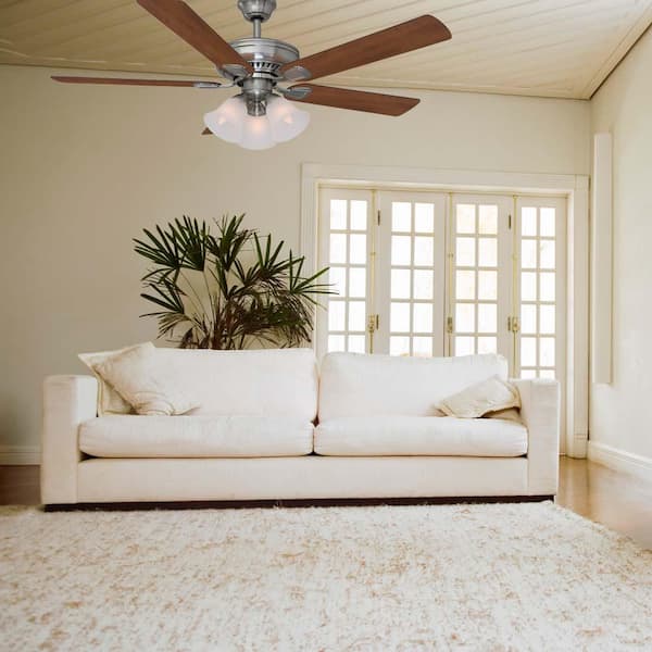 Campbell 52 in. LED Brushed Nickel Ceiling Fan with Light Kit Works with Google Assistant and Alexa