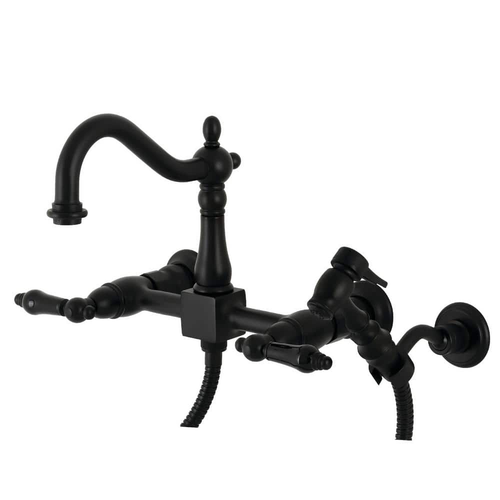 Duchess 2-Handle Wall-Mount Kitchen Faucet with Side Sprayer in Matte Black price history on PriceWatchPro