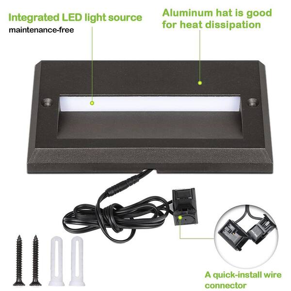 Adrinfly - 6-Pack Die-Cast Aluminum Low Voltage LED Landscape Deck Light 3-Watt 49LM 12-Volt Outdoor Step Stair Lighting