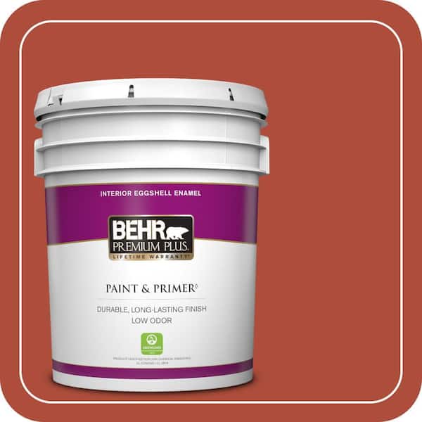 BEHR PREMIUM PLUS 5 gal. #MQ4-35 Torch Red Eggshell Enamel Low Odor Interior Paint & Primer