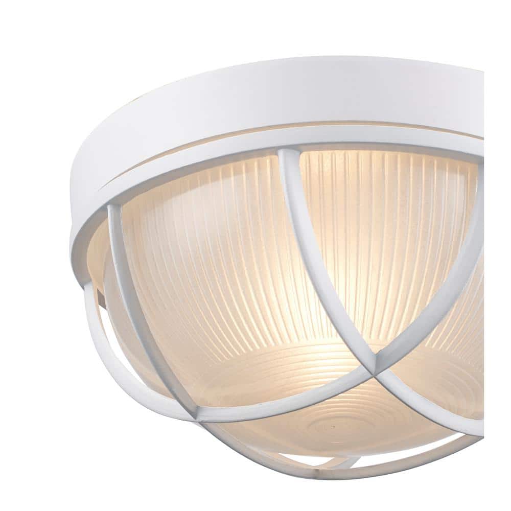 White Round Glass Outdoor Bulkhead Light