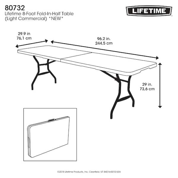 Lifetime 8 Ft Fold In Half Table, What Is The Width Of A Folding Table