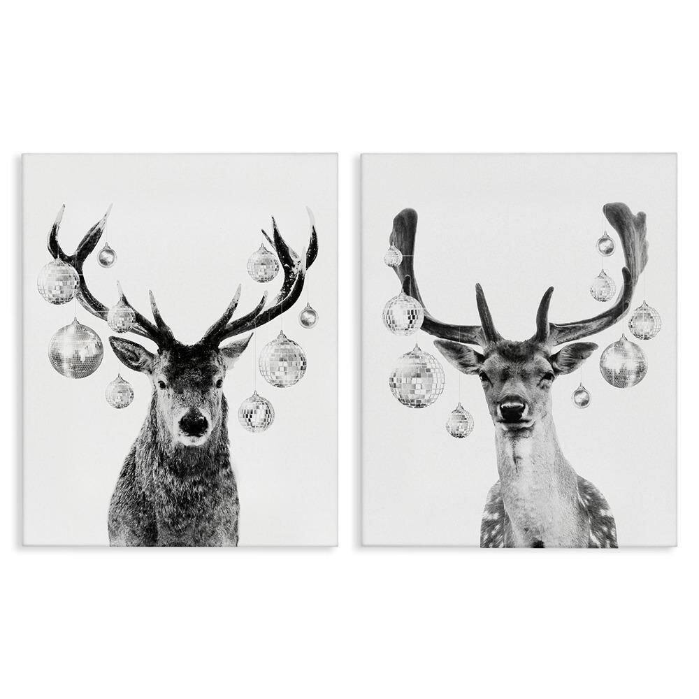 Black and White Disco Deer by Victoria Barnes 2-Piece Unframed Graphic Animal Art Print 20 in. x 16 in. price history on PriceWatchPro
