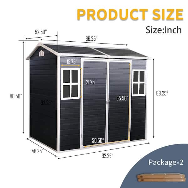 4 ft. x 8 ft. Resin Outdoor Storage Shed with 2-Window and