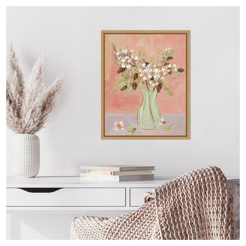 Here Comes the Bloom II Abstract Floral Canvas Art with Maple Frame