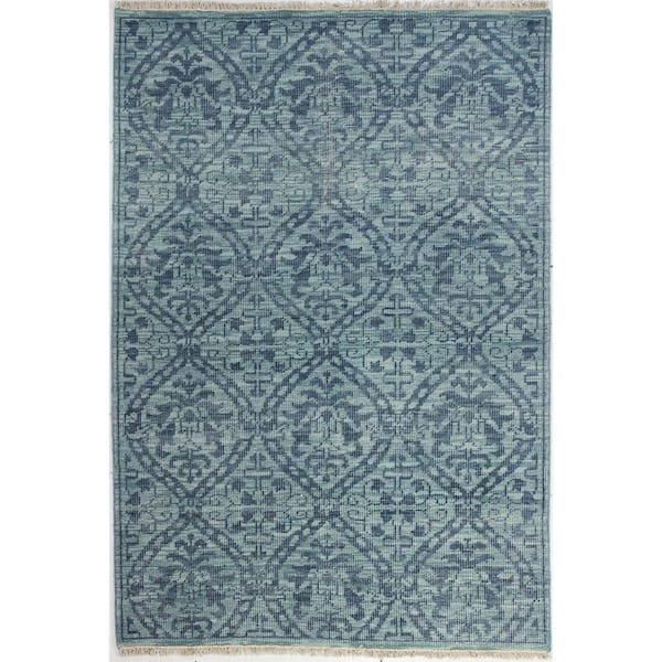 BASHIAN Pompeii Teal 8 ft. x 10 ft. (7 ft. 6 in. x 9 ft. 6 in.) Geometric Transitional Area Rug