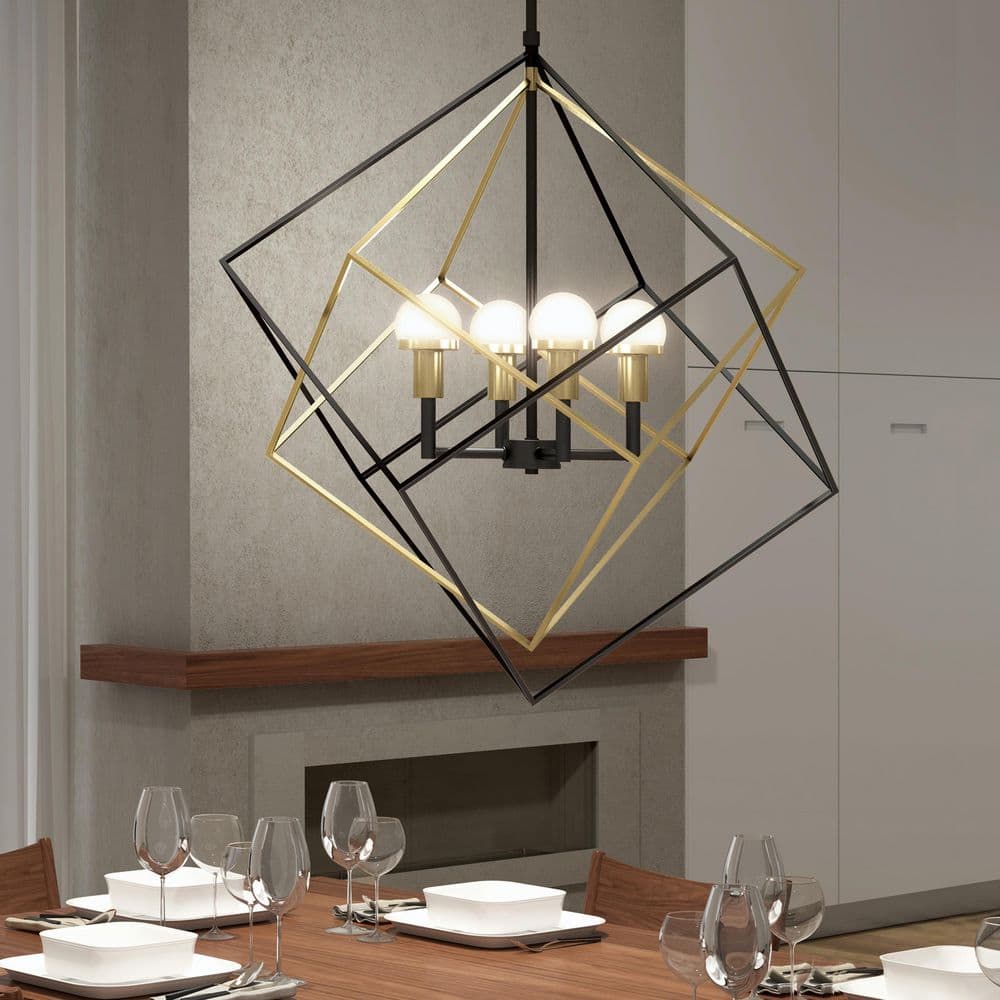 Peyton 15-Watt 1-Light Matte Black Finish With Gold Accent 3CCT Selectable White Integrated LED Pendant Light price history on PriceWatchPro