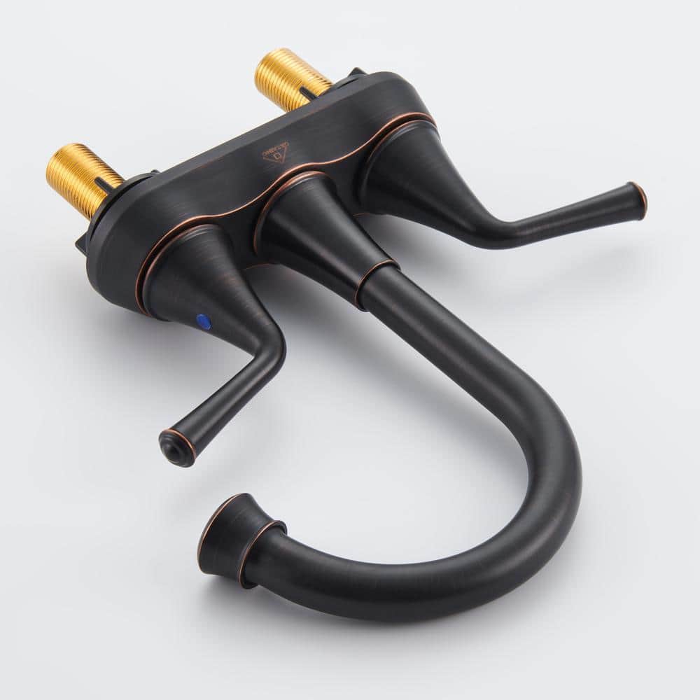 Oil Rubbed Bronze 4-Inch 2-Handle Stainless Steel Bathroom Faucet