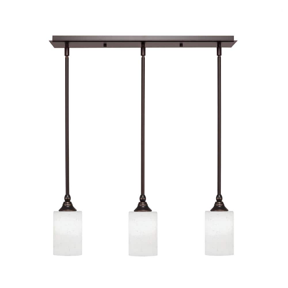 Livingston 100-Watt 3-Light Brown Shaded Pendant Light with 4 in. White Mus