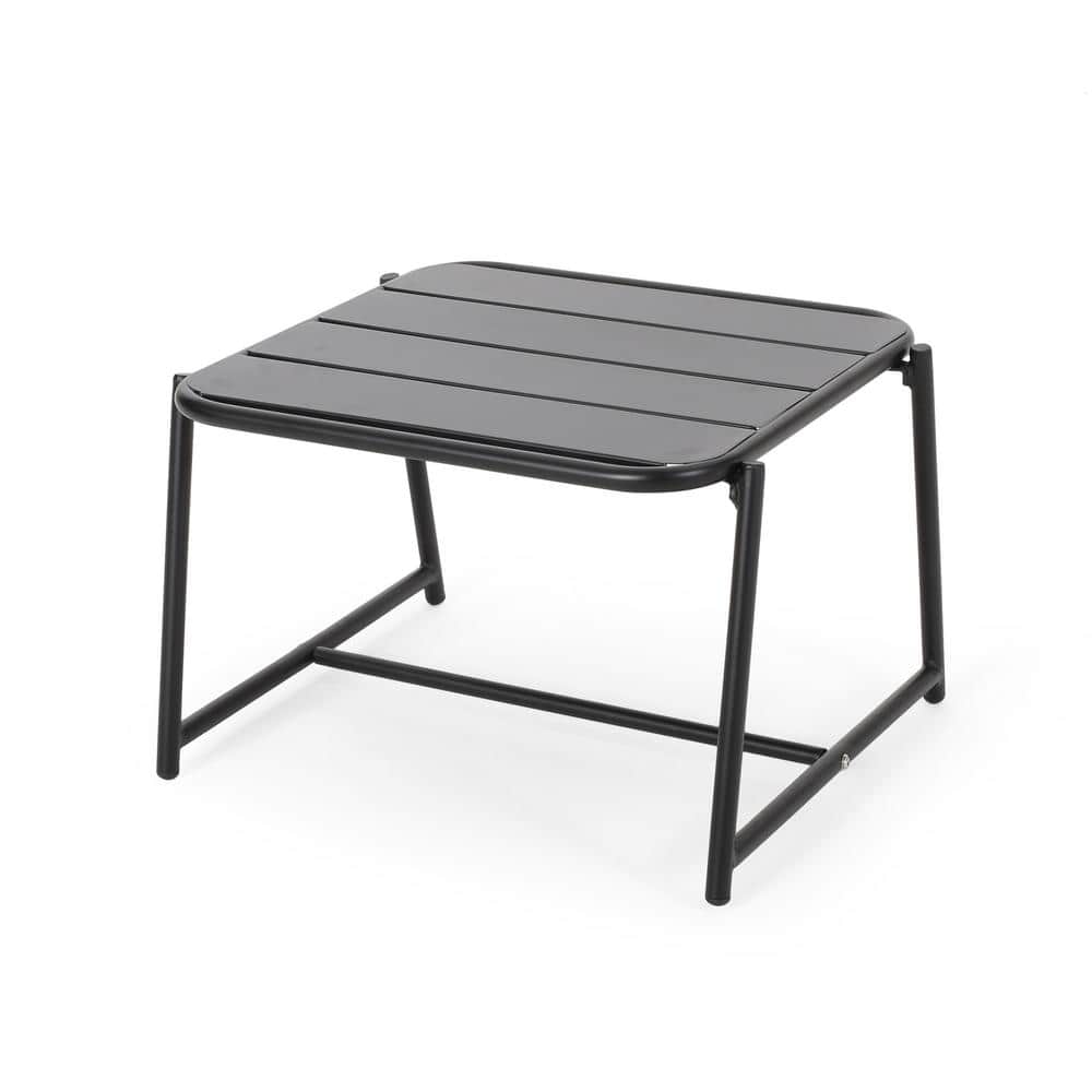 Noble House Pomander Matte Black Rectangular Iron Outdoor Side Table