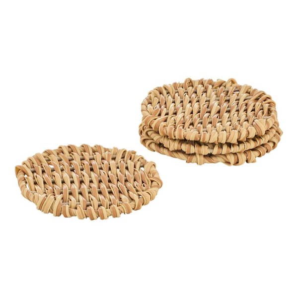3 in. Dia. Resin Rattan Coasters (4-Pack)
