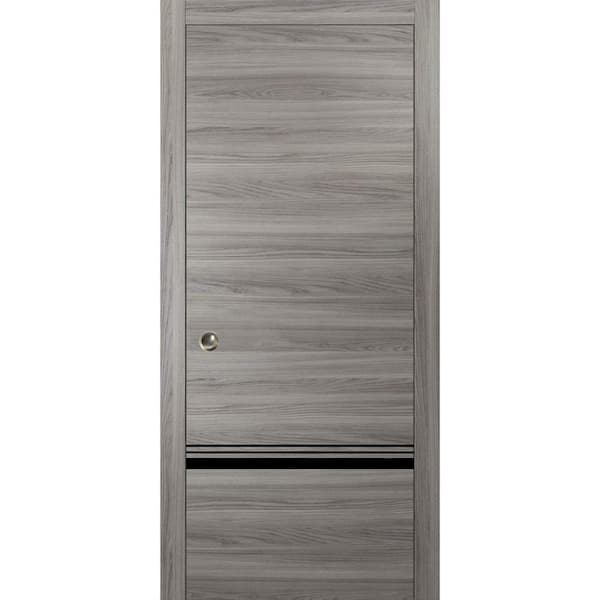Sartodoors 42 in. x 96 in. 1 Panel Ginger Ash Finished Solid Wood with Honeycomb Sliding Door with Hardware