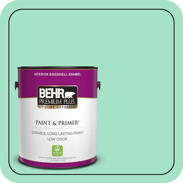 BEHR PREMIUM PLUS 1 gal. #470A-3 Reef Green Eggshell Enamel Low Odor Interior Paint & Primer