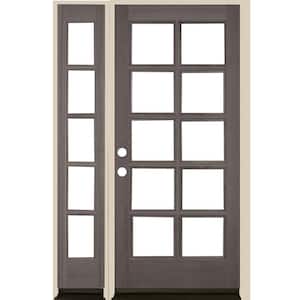 50 in. x 80 in. French RH Full Lite Clear Glass Grey Stain Douglas Fir Prehung Front Door with LSL