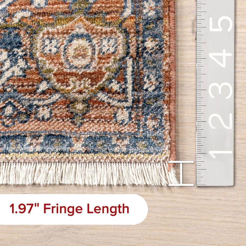 Harriet Vintage Medallion Fringe Rust Runner Rug - 2' 6" x 14'