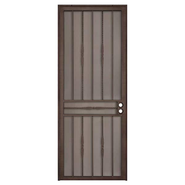 Unique Home Designs 36 in. x 96 in. Cottage Rose Copper Surface Mount Left-Hand Steel Security Door with Expanded Metal Screen