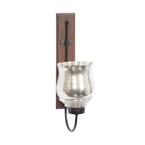 Brown Wood Traditional Candle Wall Sconce