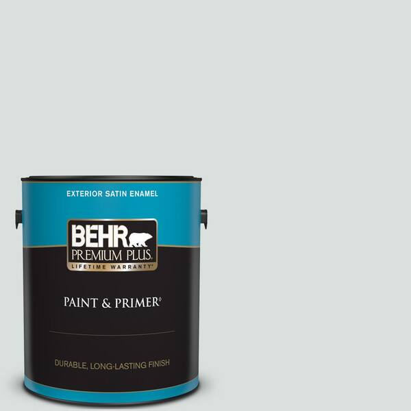 BEHR PREMIUM PLUS 1 gal. #MQ3-50 River Veil Satin Enamel Exterior Paint & Primer