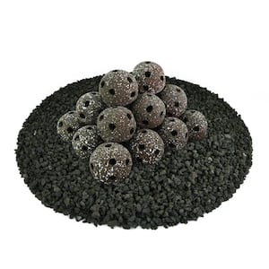 3 in. Charcoal Gray Speckled Hollow Ceramic Fire Balls for Indoor and Outdoor Fire Pits or Fireplaces (Set of 20)