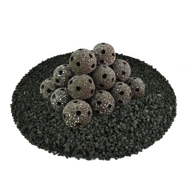 Fire Pit Essentials 3 in. Charcoal Gray Speckled Hollow Ceramic Fire Balls for Indoor and Outdoor Fire Pits or Fireplaces (Set of 20)