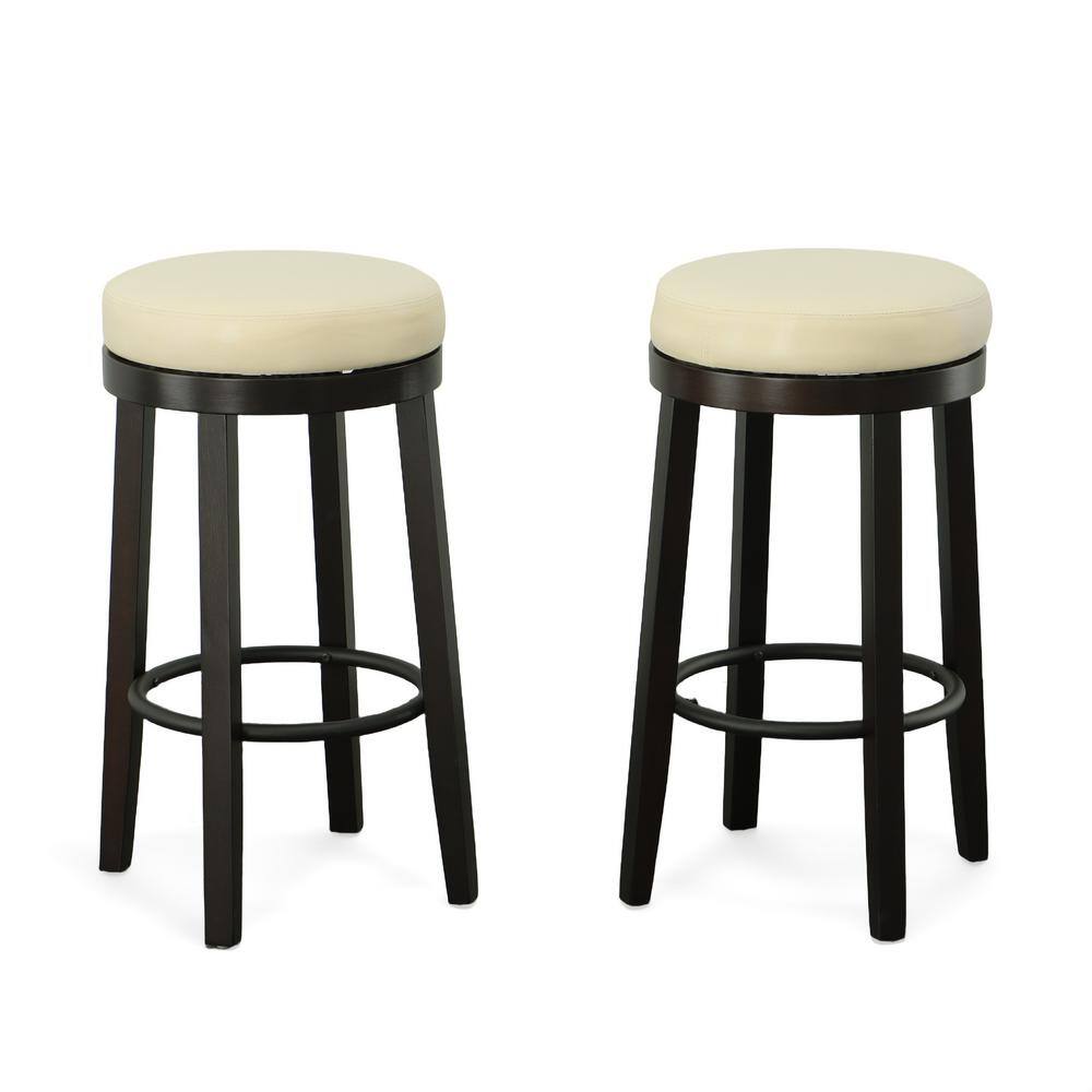 Carolina Classics Swivel Espresso Bar Stool with Cream Leatherette Seat