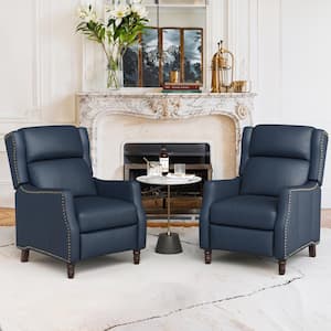 LUE BONA Lange 28 in. W Navy Genuine Leather Nailhead Trim