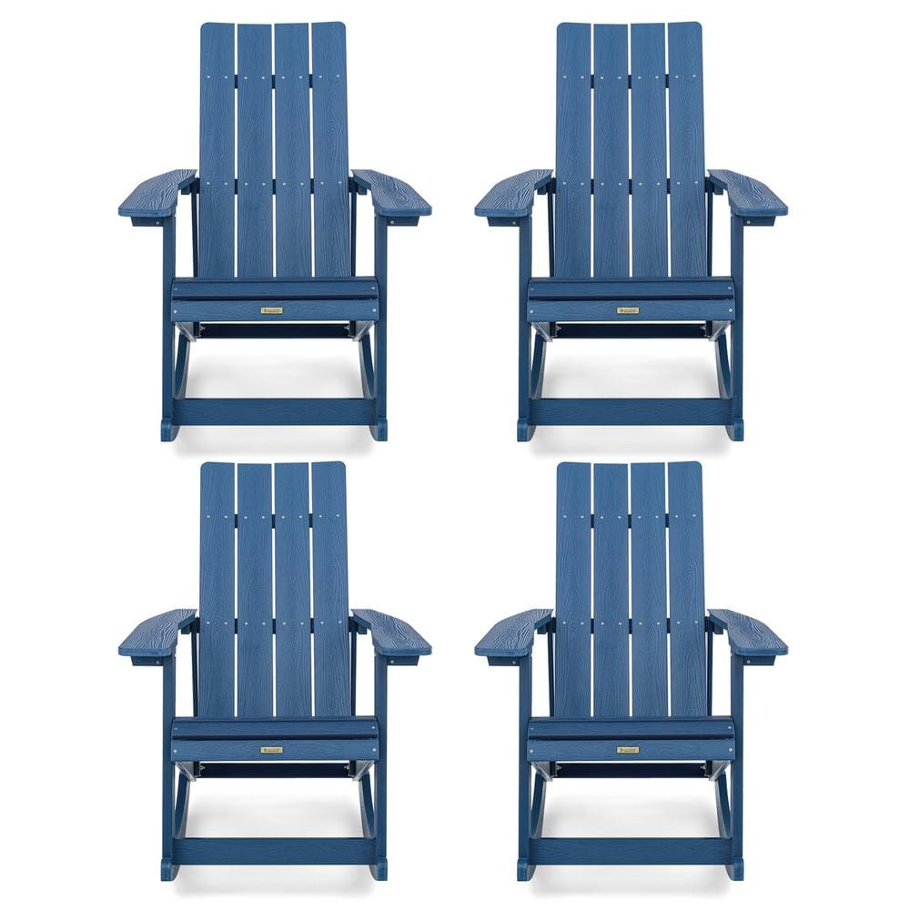 Lue Bona Navy Blue Plastic Adirondack Rocking Chair Porch Rockers