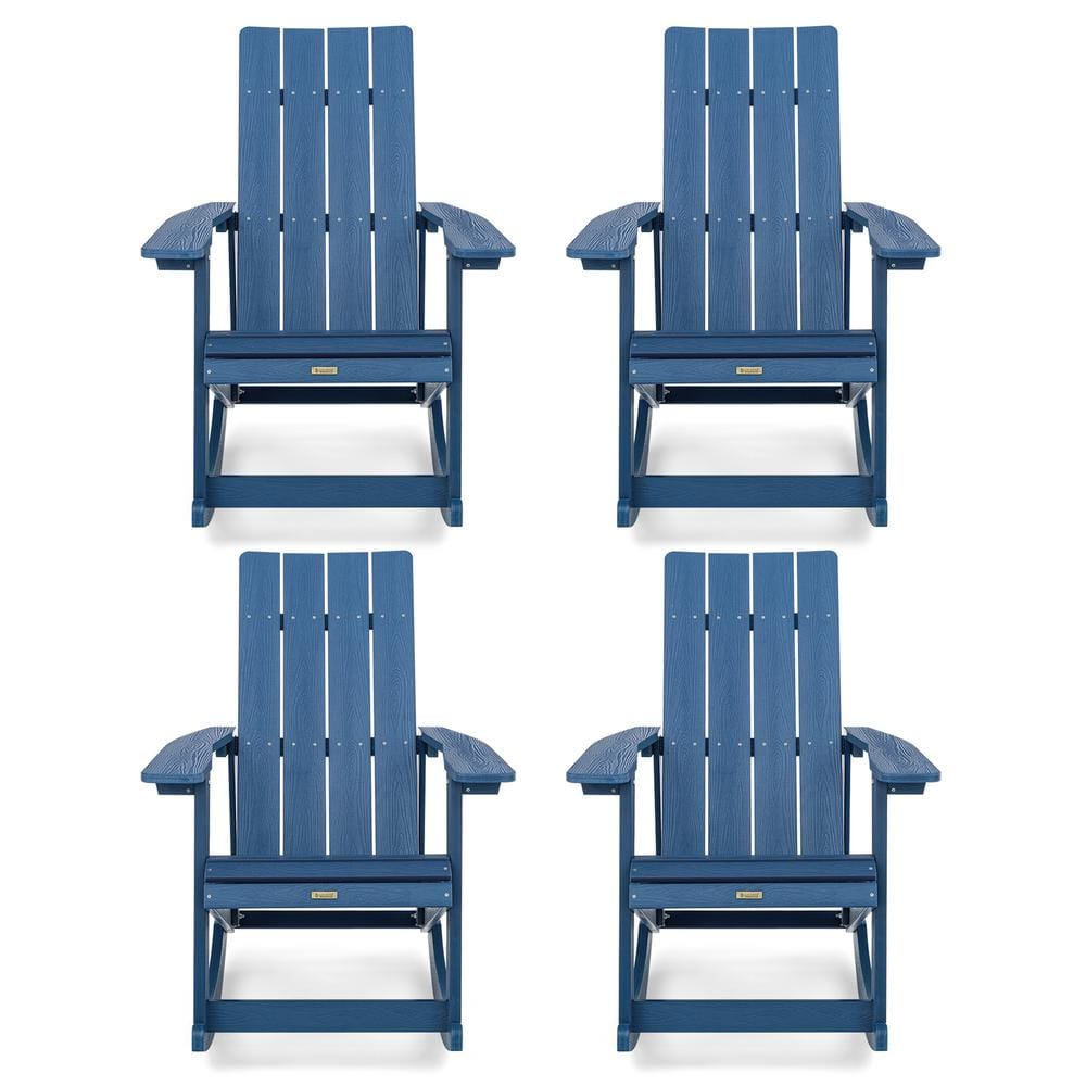 LUE BONA Doda Navy Blue Plastic Adirondack Rocking Chair Porch Rockers ...