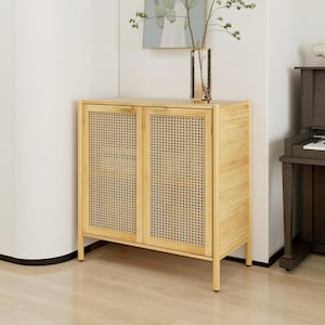 31.5 in. Bamboo Sideboard Storage Cabinet Buffet Server Accent Console Table for Dining Living Room Kitchen Hallway