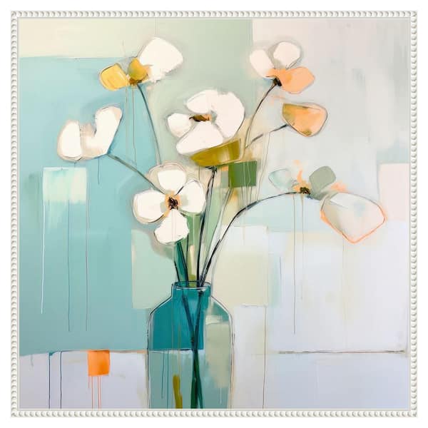 Amanti Art Flowers on the Window V by Irena Orlov 30 in. W x 30 in. H Canvas Float Frame in White