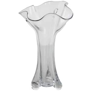 Clear Fluted Tulip Glass Abstract Decorative Vase