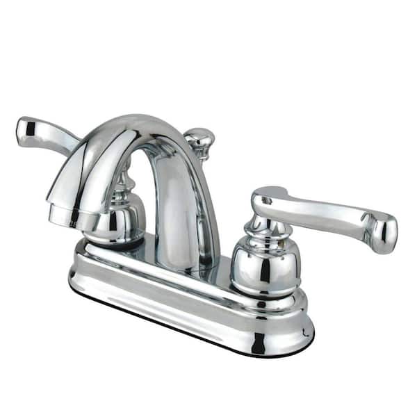 Kingston Brass Royale 4 in. Centerset 2-Handle Bathroom Faucet with Plastic Pop-Up in Polished Chrome