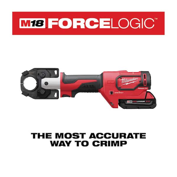 M18 18V Lithium-Ion Cordless FORCE LOGIC 600 MCM Crimper Kit W/(2) 2.0Ah Batteries, Charger, Hard Case & Die Set Kit
