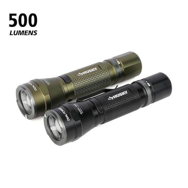 500 Lumen Ultra-Compact Dual Power Focusing Aluminum Clip-On Flashlight (2-Pack)