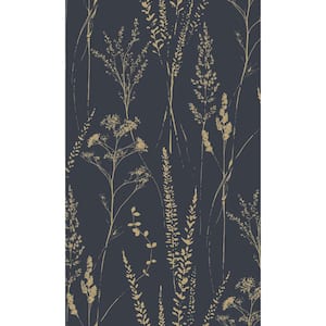 Black Meadow Grasses Tropical Printed Non Woven Non-Pasted Textured Wallpaper 57 Sq. Ft.