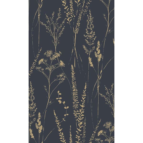 Walls Republic Black Meadow Grasses Tropical Printed Non Woven Non-Pasted Textured Wallpaper 57 Sq. Ft.
