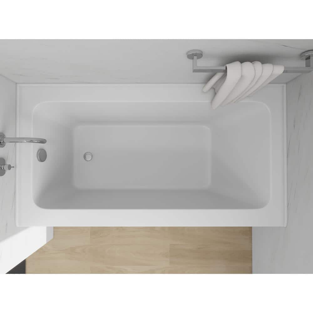 White Acrylic Alcove Skirt Bathtub with Left Drain